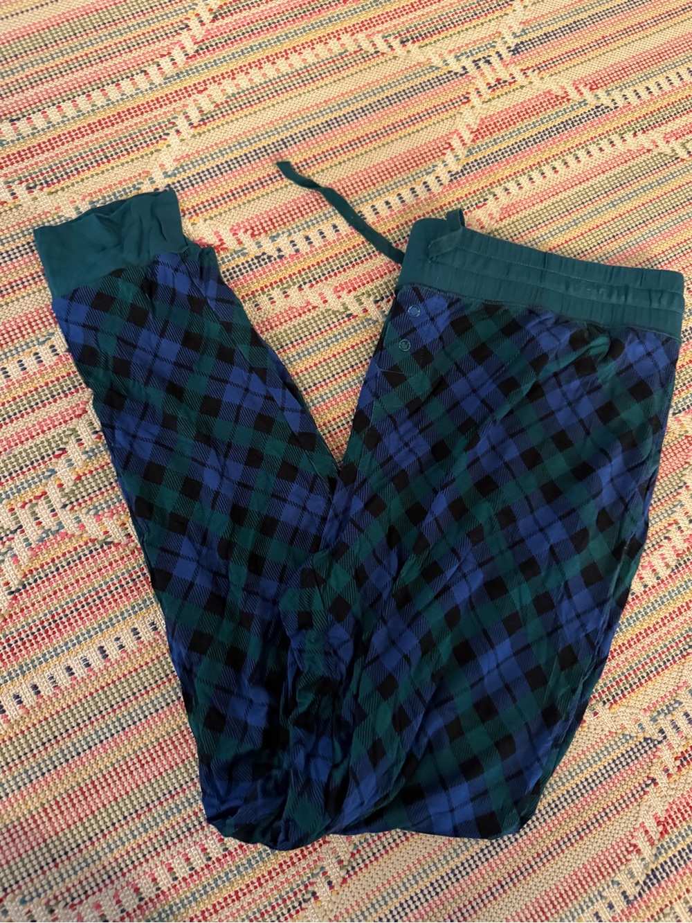 Little Sleepies Blue & Green Emerald Plaid Pajama Pants